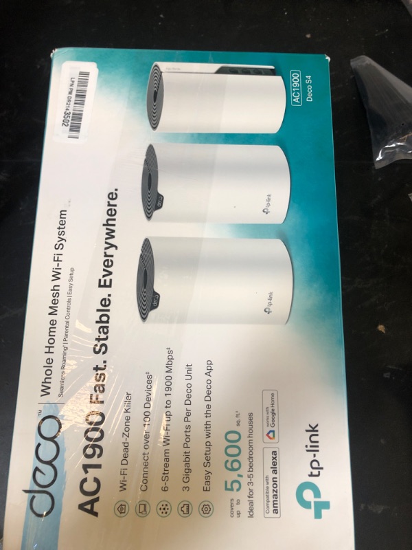 Photo 1 of TP-Link Deco S4 Mesh AC1900 WiFi System - Up to 5,500 Sq.ft. Coverage, Replaces WiFi Router and Extender, Gigabit Ports, Works with Alexa, Deco S4(3-Pack)