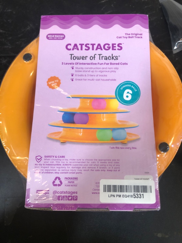 Photo 1 of Catstages Tower of Tracks 3-Level Cat Track Toy with 6 Balls, Interactive Toy for Indoor Cats, Orange