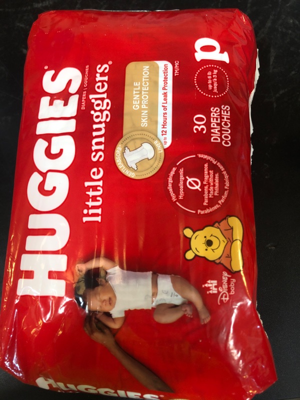 Photo 1 of Huggies Newborn Diapers, Little Snugglers Baby Diapers, Size Preemie (up to 6 lbs), 30 Count