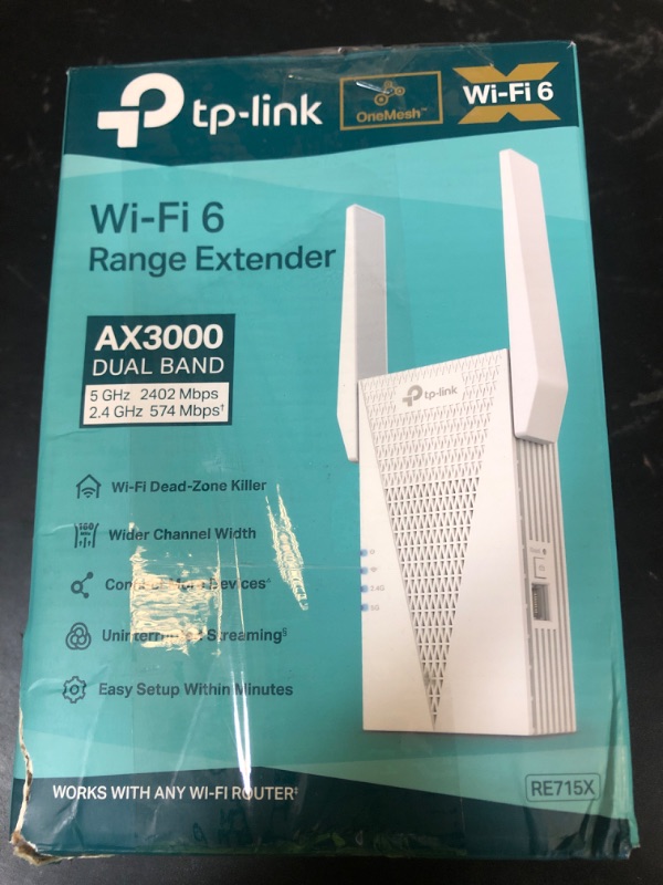 Photo 1 of TP-Link AX3000 WiFi 6 Range Extender | PCMag Editor's Choice | Dual-Band Wireless Repeater w/Ethernet Port | Up to 2400 Sq. Ft., 64 Devices | Internet Signal Booster | APP Setup | EasyMesh (RE715X)