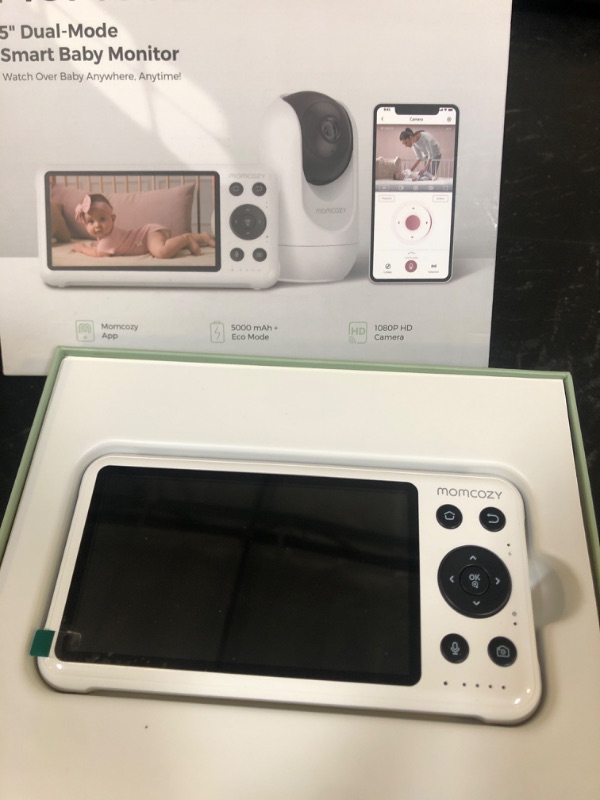 Photo 1 of Momcozy Smart WiFi Baby Monitor with Camera and Audio, 5" 1080P Screen with Wall Mount, Motion & Cry Detection, Safe Fence, Clear Night Vision, 5000mAh Battery, 2-Way Talk, Photo & Video Recording