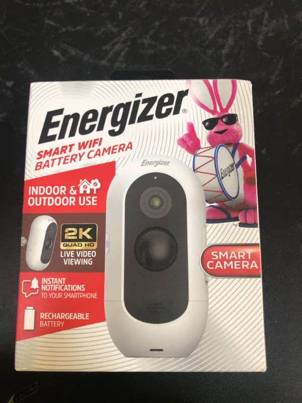 Photo 1 of Energizer Smart 2K Outdoor Battery Security Camera, Wireless, Rechargeable, Weather-Resistant, Live View, 2-Way Audio, Night Vision, Motion Alerts, Hub-Free Wi-Fi, Remote Access, Records Video/Audio