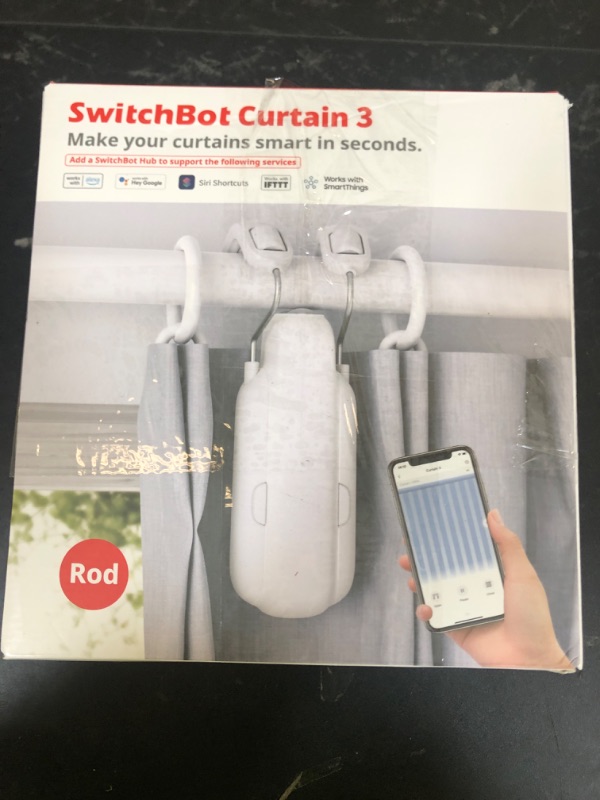 Photo 1 of SwitchBot Automatic Curtain Opener - Bluetooth Remote Control Smart Curtain with App/Timer, Upgraded High-Performance Motor, Add SwitchBot Hub to Work with Alexa, Google Home, HomeKit
