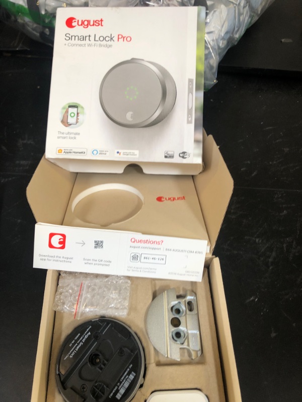 Photo 1 of August Home Smart Lock Pro + Connect Hub - Wi-Fi Smart Lock for Keyless Entry - Works with Alexa, Google Assistant, and more – Silver