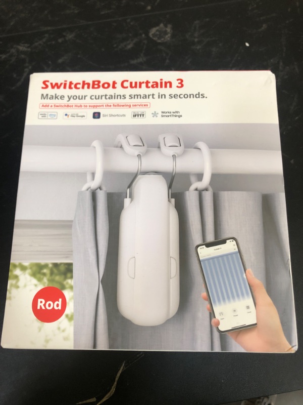 Photo 1 of SwitchBot Automatic Curtain Opener - Bluetooth Remote Control Smart Curtain with App/Timer, Upgraded High-Performance Motor, Add SwitchBot Hub to Work with Alexa, Google Home, HomeKit