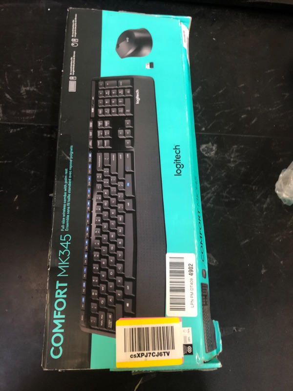 Photo 1 of Logitech MK345 Wireless Keyboard and Mouse Combo with Palm Rest, 2.4 GHz USB Receiver, Compatible with PC, Laptop, Black