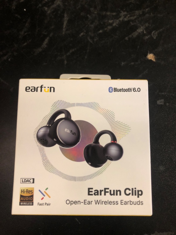 Photo 1 of EarFun Clip Open Ear Earbuds, Wireless Clip On Headphones, Adaptive Comfort with Secure Fit, Bluetooth 6.0, LDAC, Hi-Res Audio, 2 Mics AI ENC Call, 40H Playtime, Earbuds for Sports, Running, Workout