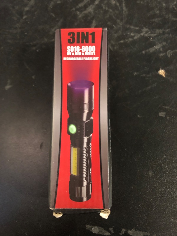 Photo 1 of UV Flashlight Black Light, 3-in-1 Magnetic Flashlight Rechargeable, High Lumen Tactical LED Flashlight, 7 Modes Waterproof UV Light for Camping Emergencies Pet Urine Detection