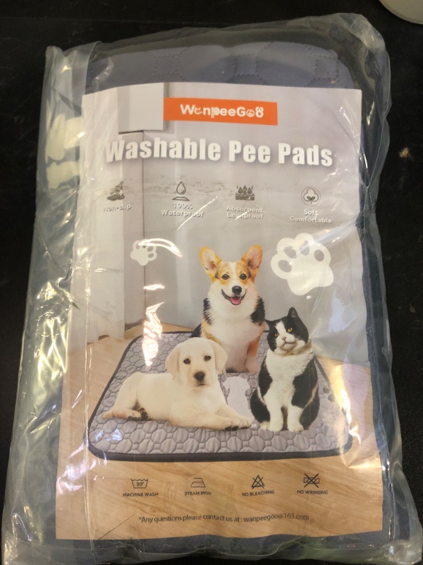 Photo 1 of WanpeeGoo Washable Pee Pads for Dogs, 4 Pack Absorbent Reusable Training Dog Pads Pet Puppy Pads, Non-Slip Potty Pads for Whelping, Playpen, Crate, Bed, Grey 18"x24"