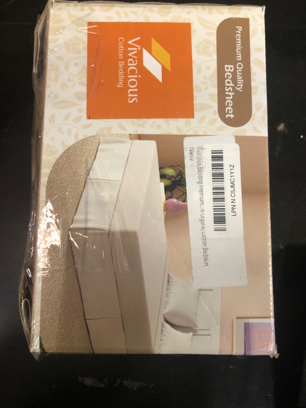 Photo 1 of Vivacious Bedding Premium 800TC Split Corner Bed Skirt Ivory Queen Size 17" Drop Length - 100% Organic Cotton Bedskirt