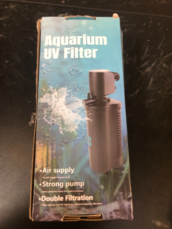 Photo 1 of 158GPH Small Aquarium Filter, UV Sterilizer for Aquarium for 10-45 Gallon Tank, Internal Pump for Turtle Betta Fish Tank Filter Silent 4-in-1 Green Killing Machine with Fish Tank Filters Deodorization