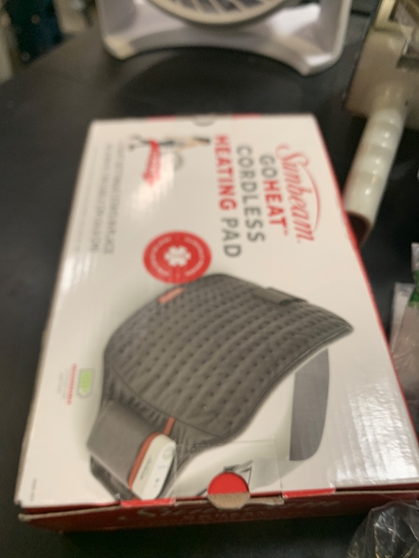 Photo 1 of Sunbeam Cordless Rechargeable Heating Pad, Portable 9.5" x 12", Machine-Washable, Pain Relief for Back, Shoulder, Neck, and Period Cramp Pain Relief, Gifts For Mom & Wife, FSA/HSA Eligible, Slate Grey