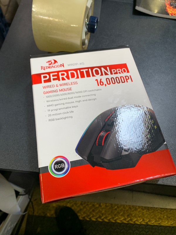 Photo 1 of Redragon Wireless Gaming Mouse, MMO Gaming Mouse UP 16,000 DPI, 16 Macro Programmable Buttons, RGB Rechargeable with 12 Side Buttons, 70Hrs for PC Laptop MOBA FPS, M901P-KS