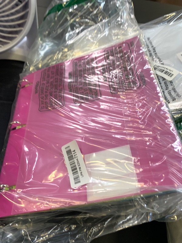 Photo 1 of INFUN 1 INCH All-in-one Telescoping Binder Notebook-2pcs,3 Ring Binder with 1 Plastic Movable Pocket Folder,5 Plastic Subject Dividers and 30 sheets Graph Paper and 30 sheets College Ruled Paper- Pink