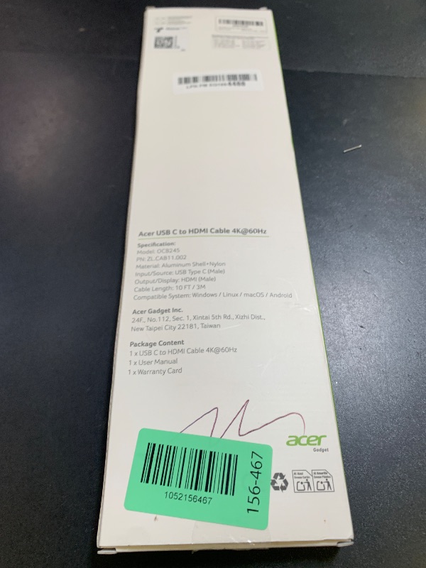 Photo 1 of acer USB C to HDMI Cable for Home Office 10FT (4K@60Hz), High-Speed Type C to HDMI 2.0 Braided Cord, Thunderbolt 4/3 Compatible with MacBook, iPhone 16/15 Pro/Max, iMac, iPad Pro, Galaxy S24, Surface