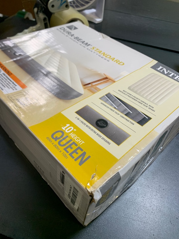 Photo 1 of Intex 64103E Dura-Beam Standard Single-High Air Mattress: Fiber-Tech - Queen Size - 10in Bed Height - 600lb Weight Capacity - Pump Sold Separately