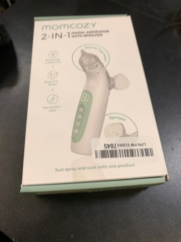 Photo 1 of Momcozy BreezyClear™ 2-in-1 Electric Nasal Aspirator with Spray, Nasal Aspirator for Baby, 65kPa Nose Sucker with 4 Adjustable Suction Levels,Portable Electric Nose Cleaner,Light & Music Soothing