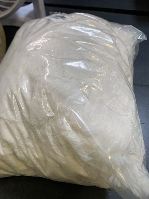 Photo 1 of HDMLDP Bean Bag Chairs for Kids Comfy Fluffy Big Joe Bean Bag Chair Cover Without Filler Round Sofa Chairs for Bedroom Living Room Decor, 5FT, White