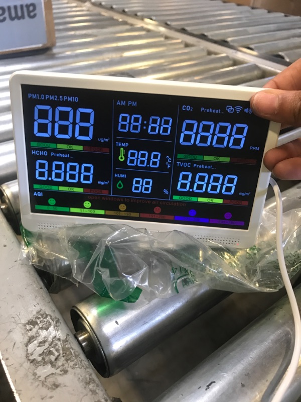 Photo 1 of 16 in 1 Air Quality Monitor Indoor 7" Display 9 AQI+7 AQI Alerts Air Quality Meter for CO2, TVOC, PM2.5 PM1.0 PM10, HCHO, Temperature Humidity AQI & Time, Air Detector Air Quality Tester for Home