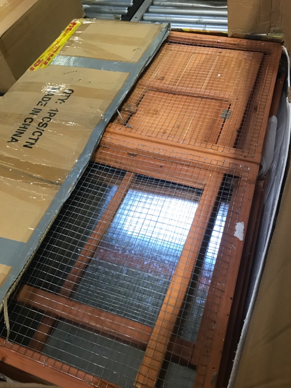 Photo 1 of Ogrmar Chicken Coop Large Wooden Outdoor Bunny Rabbit Hutch Hen Cage with Ventilation Door, Removable Tray & Ramp Garden Backyard Pet House Chicken Nesting Box