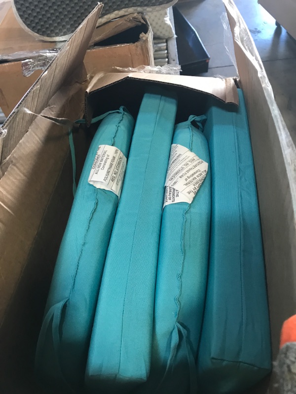 Photo 1 of HOMELYSIAN Outdoor Chair Cushions Set of 4, 17 x 16 Inch Patio Chair Cushions for Outdoor Furniture, Water Resistant Outdoor Patio Chair Cushions with Non-Slip Ties(Teal)
