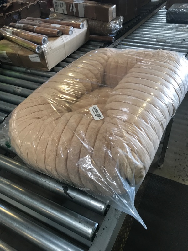 Photo 1 of Bedsure Medium Dog Bed - Washable Faux Fur with Corduroy Fleece & Anti Slip Bottom, Round Pet Bed with Removable Cover, Sandy Tan, 30x30x8 inches