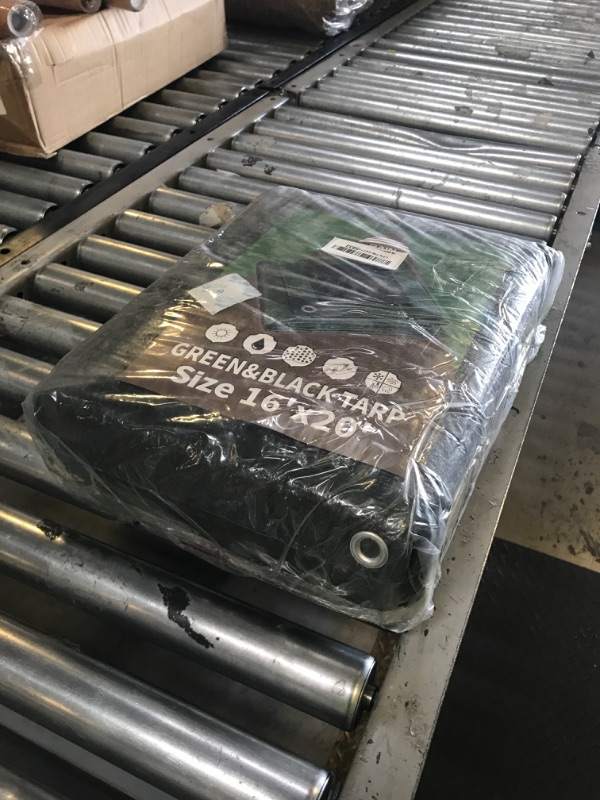 Photo 1 of RAINDEWAY Tarps 16x20 Feet,Tarp Waterproof,9Mil Thick,Finished Size,Multipurpose Poly Tarp Cover with Metal Grommets and Reinforced Edges,Green/Black Tarpaulin