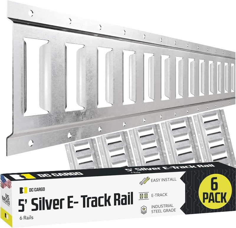 Photo 1 of DC Cargo Mall E Track Tie Down Rail Kit 5' (6 Pack) for Garages, Vans, Trailers, Motorcycle Tie Downs, ATV Mountings-ETrack Bar Rails–Galvanized Steel-Secure Cargo & Heavy Loads Up to 2,000lbs
