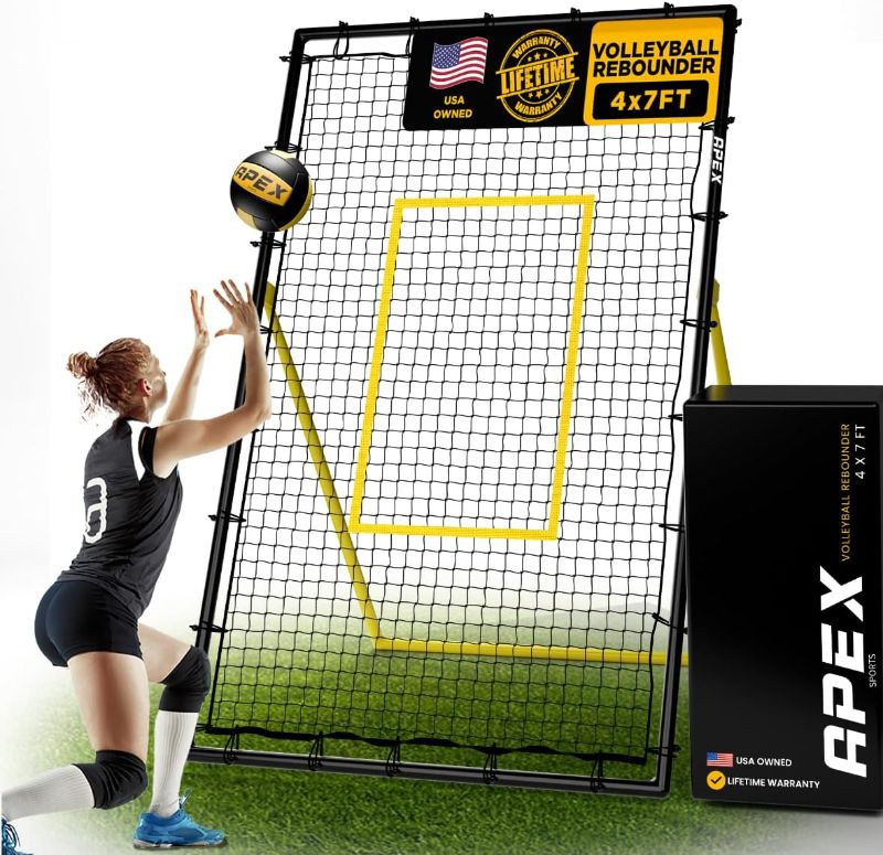 Photo 1 of Adjustable Volleyball Rebounder Net 7x4 ft – Bounce Back Training Equipment with Angle Customization for Practicing Volleying, Bumping, Spiking – Durable & Portable with Travel Bag
