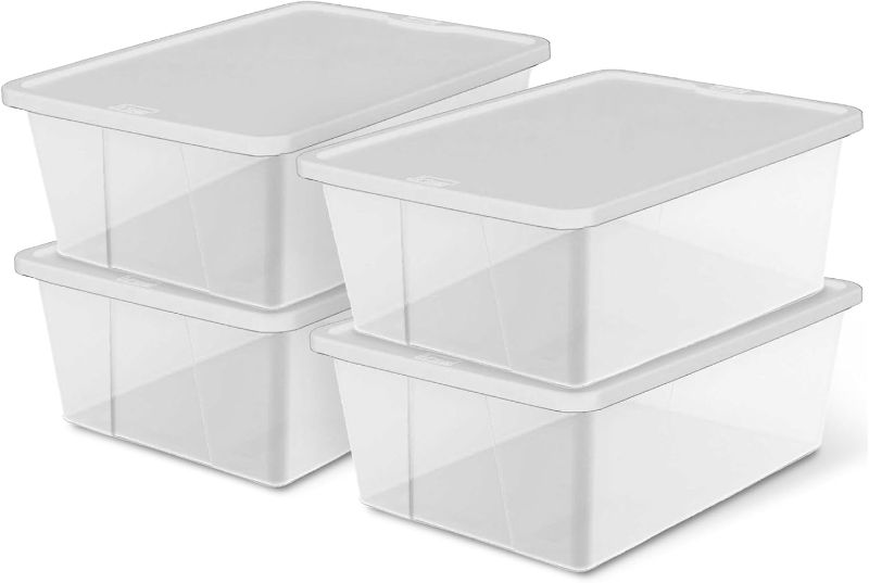 Photo 1 of HOMZ 4-Pack Snaplock, Small Clear Plastic Storage Organizer Bins w/Lids, 