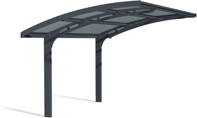Photo 1 of Palram - Canopia Arizona 10 Ft. x 16 Ft. x 9 Ft. Wing Single Carport Aluminum Metal Frame and Polycarbonate Panels Car Port for Outdoor Driveway Car, Truck, RV, Trailer, Boat Storage (Wave Gray)

