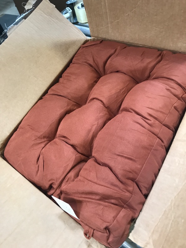 Photo 1 of IPYNBAP Rocking Chair Cushion Set, Waterproof and Fade-Resistant Patio Chair Cushions, Tufted Chair Pads for Rocker Furniture, 17x17 Inch, Indoor/Outdoor Seat Cushions with Ties, Spice
