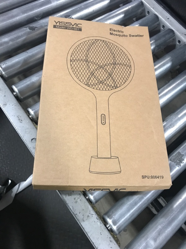 Photo 1 of YISSVIC Electric Fly Swatter 4000V Bug Zapper Racket Dual Modes Mosquito Killer with Purple Mosquito Light Rechargeable for Indoor Home Office Backyard Patio Camping