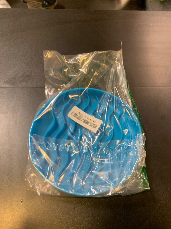 Photo 1 of Fhiny Slow Feeder Dog Bowl Non-Slip Silicone - Blue Pet Food Dish for Fast Eaters, Dishwasher Safe