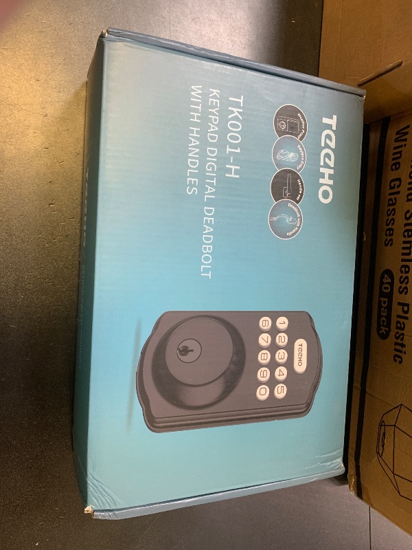 Photo 1 of TEEHO Keyless Entry Door Lock Deadbolt with Handle Set, Electronic Digital Smart Locks Set for Front Door with 2 Keys, Easy to Install Keypad Deadbolt, Auto Lock - Matte Black