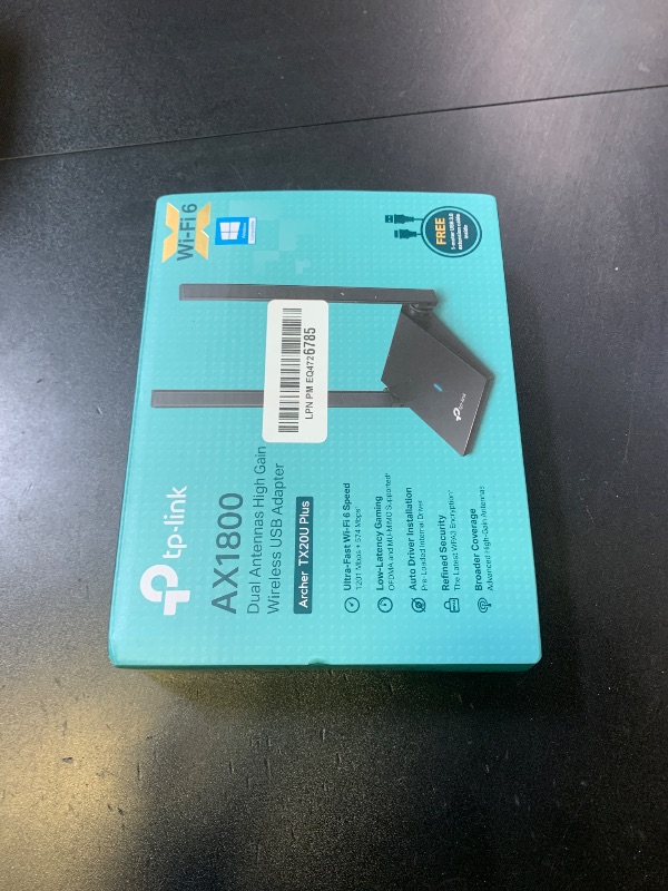 Photo 1 of TP-Link WiFi 6 USB Adapter for Desktop PC - (Archer TX20U Plus) AX1800 Wireless Network Adapter with 2.4GHz, 5GHz, High Gain Dual Band 5dBi Antenna, WPA3, Supports Windows 11/10