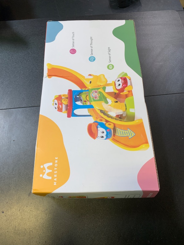 Photo 1 of Marstone Toddler Toys for 1 2 Year Old Boys and Girls Gifts: Educational Elephant Slide with 4 Animal Cars Toys for Baby 12-18 Months, First Birthday Present Learning Push Truck Track Ages 1-2