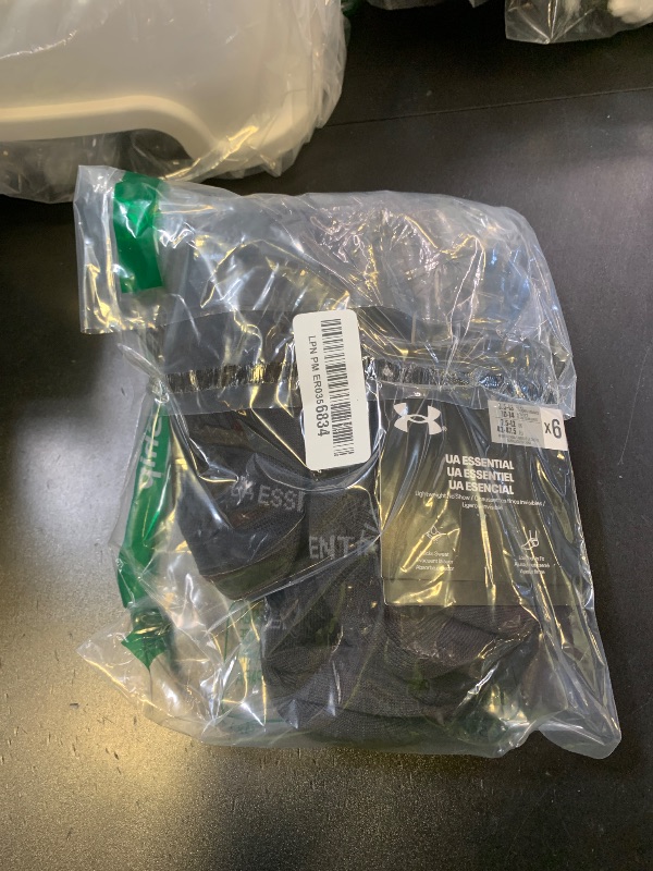 Photo 1 of Under Armour Unisex-Adult Essential No Show Socks 6 Pack, (001) Black/Black/Castlerock, Large