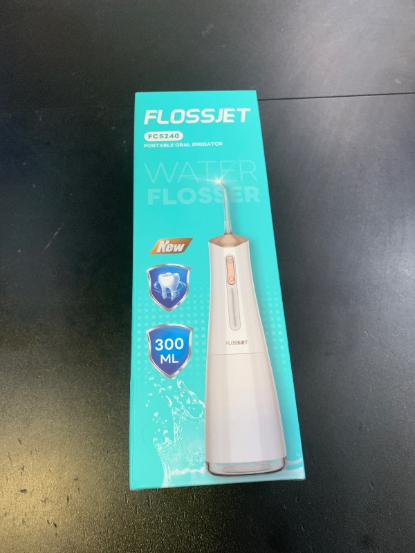 Photo 1 of FlossJet Water Dental Flosser Cordless Oral Irrigator with 300ml 5 Tips 4 Modes USBCharger Portable Travle Irrigation Cleaner IPX7 Electric Irrigador Dental for Teeth Cleaning (White)