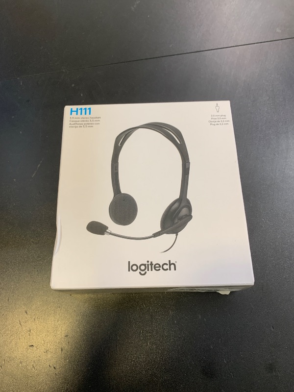 Photo 1 of Logitech H111 Wired Headset, Stereo Headphones with Noise-Cancelling Microphone, 3.5 mm Audio Jack, PC/Mac/Laptop/Smartphone/Tablet - Black