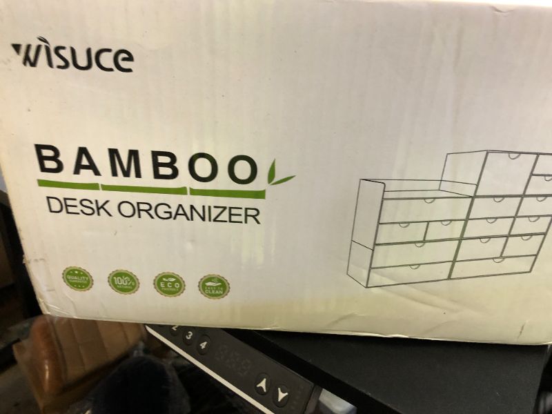 Photo 1 of Wisuce Bamboo Desk Organizer - Mini Desktop Drawer Tabletop Storage Organization Box for Office Home Toiletries Supplies, No Assembly Required (4 Drawer)