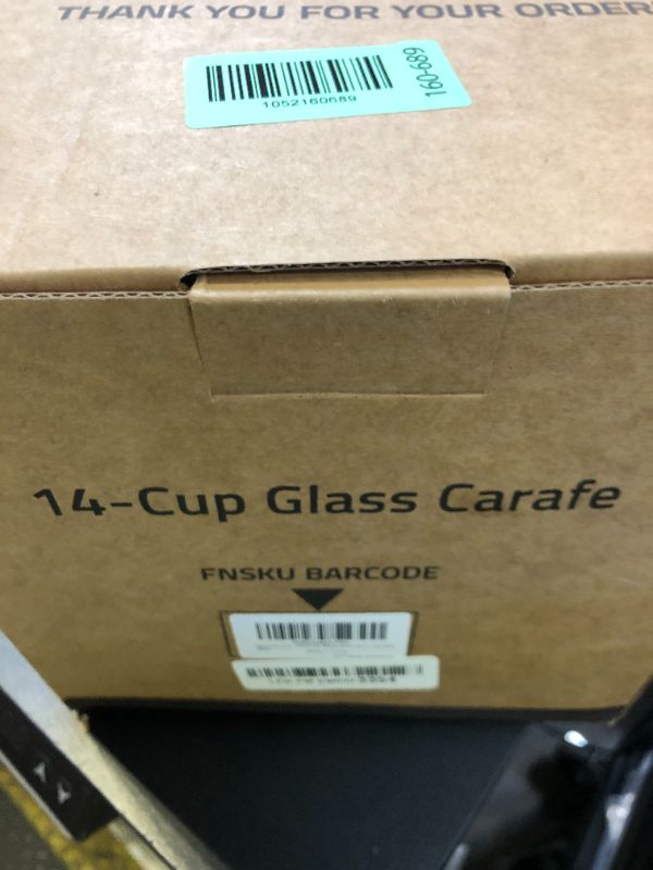 Photo 1 of 14-Cup Glass Replacement Coffee Carafe Compatible with Cuisinart Coffee Maker Models DCC-2200, DCC-2600, DCC-2800, DCC-3200, and DCC-3200P1, Coffee Pot Decanter Pitcher, Black Handle