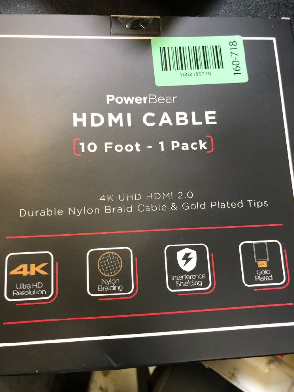 Photo 1 of PowerBear 4K HDMI Cable 10 ft | High Speed Hdmi Cables, Braided Nylon & Gold Connectors, 4K @ 60Hz, Ultra HD, 2K, 1080P, ARC & CL3 Rated | for Laptop, Monitor, PS5, PS4, Xbox One, Fire TV, & More