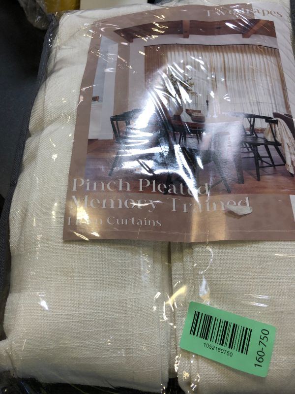 Photo 1 of Linen Curtains 94 Inches Long Pinch Pleated for Living Room Bedroom Pinch Pleat with Rings Hooks for Track System Back Tab Memory Trained Boho Farmhouse Semi Sheer 94 Inch Curtain for Dining Room