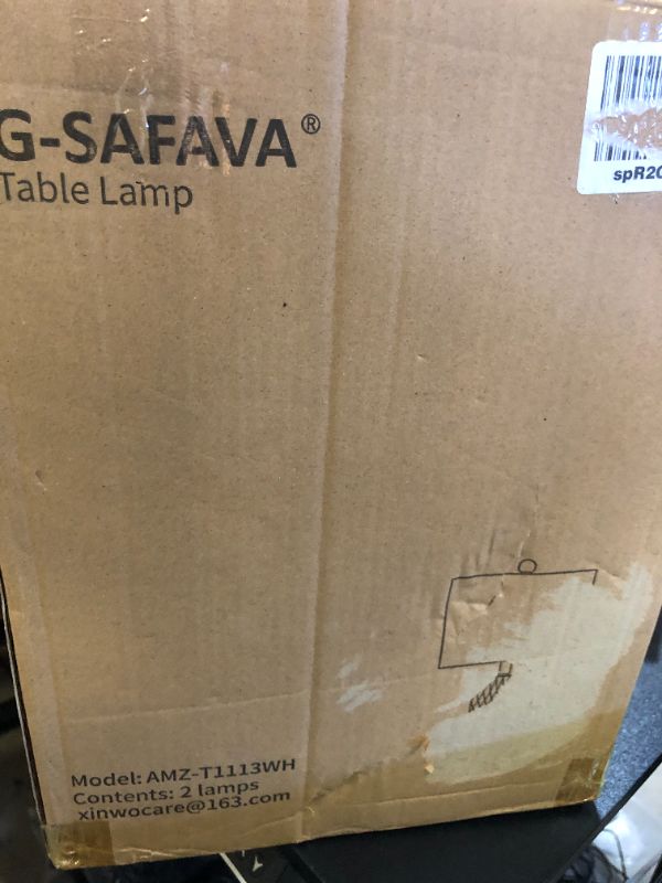 Photo 1 of G-SAFAVA 24.25" Modern White Ceramic Table Lamps Set of 2, Boho Farmhouse Bedside Lamps with White Linen Shades, Perfect for Living Room, Bedroom Nightstands, and End Tables