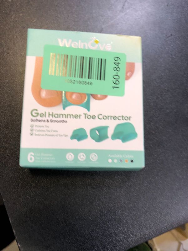 Photo 1 of Welnove Hammertoe Corrector - 6 Pack Toe Splints - Soft Gel Toe Straighteners - Realign Bent, Curled, Crooked, Claw, Hammer Toes - Toe Corrector for Men and Women, 3 Different Sizes (Blue)