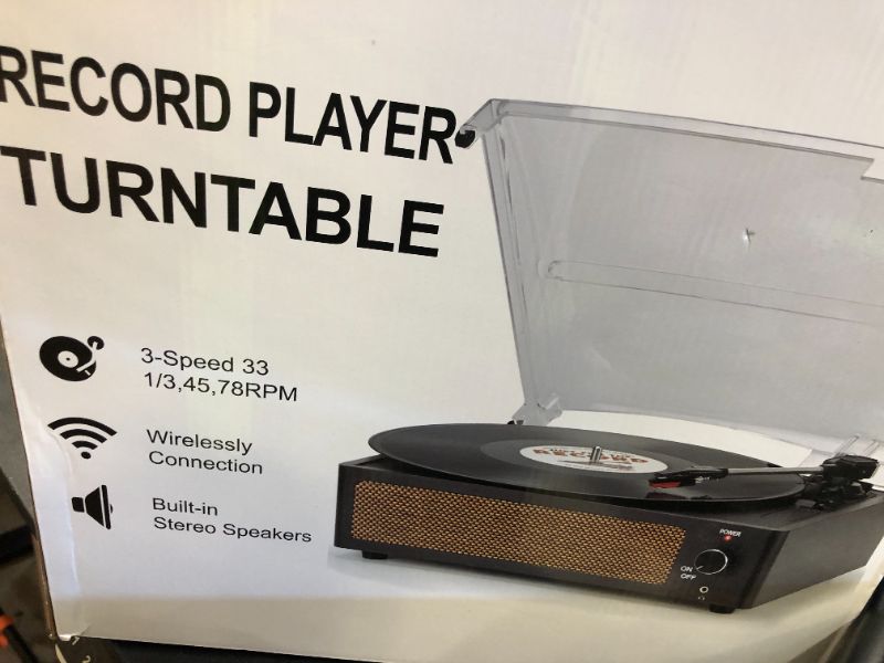 Photo 1 of WOCKODER Vintage Record Players for Vinyl with Speakers Belt-Driven Retro Turntable LP Player Support 3-Speed, Bluetooth Playback, AUX-in, Headphone, RCA All-in-one Auto Stop Phonograph Wooden Brown