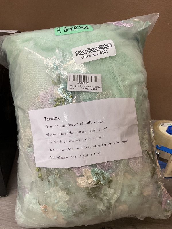 Photo 1 of Mouccy Dusty Sage Beaded Quinceanera Dresses Lace Sparkly Prom Dresses Off Shoulder Sweetheart 15 16 Birthday Dresses for Teens 6