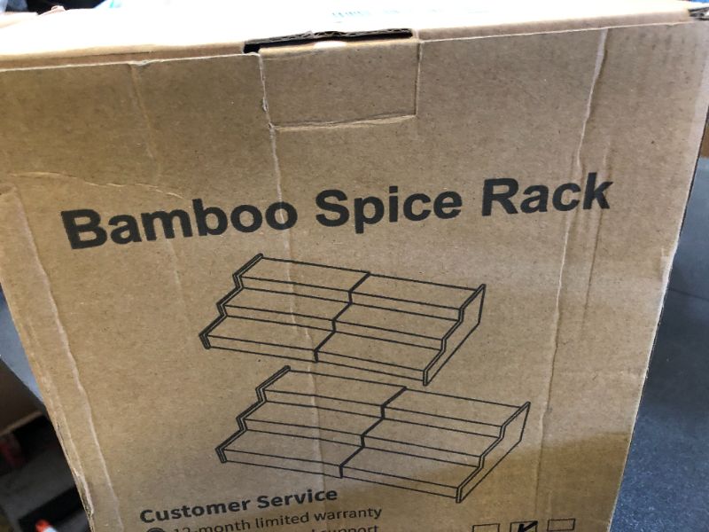 Photo 1 of Lenwi Spice Rack Organizer for Cabinet 2Pack, 3 Tier Expandable Bamboo Spice Storage, Great for Kitchen Cabinet, Cupboard,Pantry and More(Black)