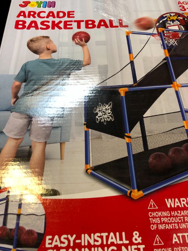 Photo 1 of JOYIN Arcade Basketball Game Set with 4 Balls and Hoop for Kids 3 to 12 Years Old Indoor Outdoor Sport Play - Easy Set Up - Air Pump Included - Ideal for Competition